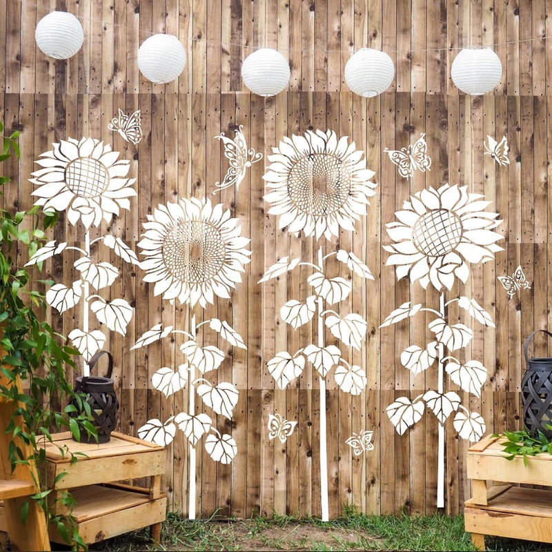 SUNVERSE Large Flower Stencils for Painting Sunflower Stencils for Walls 14” Floral Stencil Templates for Garden Fence Wood Furniture Fabrics - Image 1